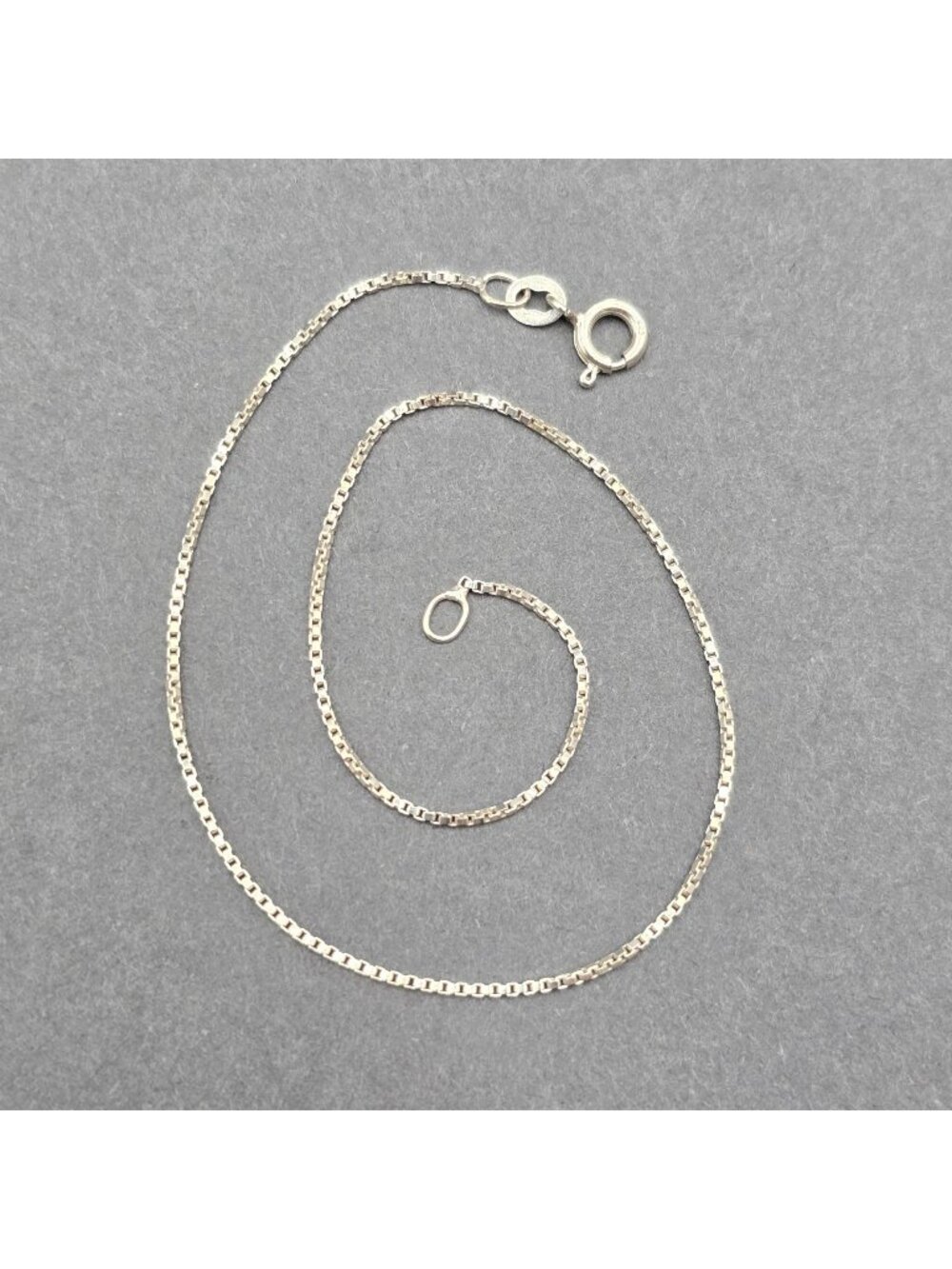 Vintage Sterling Silver Box Chain Anklet 9.75" Dainty Minimalist Beach Jewelry - Picture 1 of 5